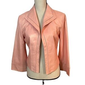 Lafayette 148 New York Leather Open Short Jacket Sz-8